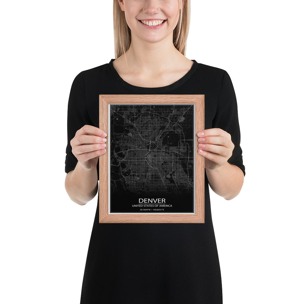 Denver Black Framed Map