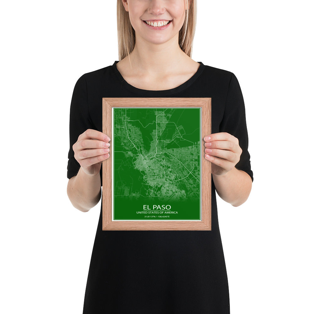 El Paso Green and White Framed Map