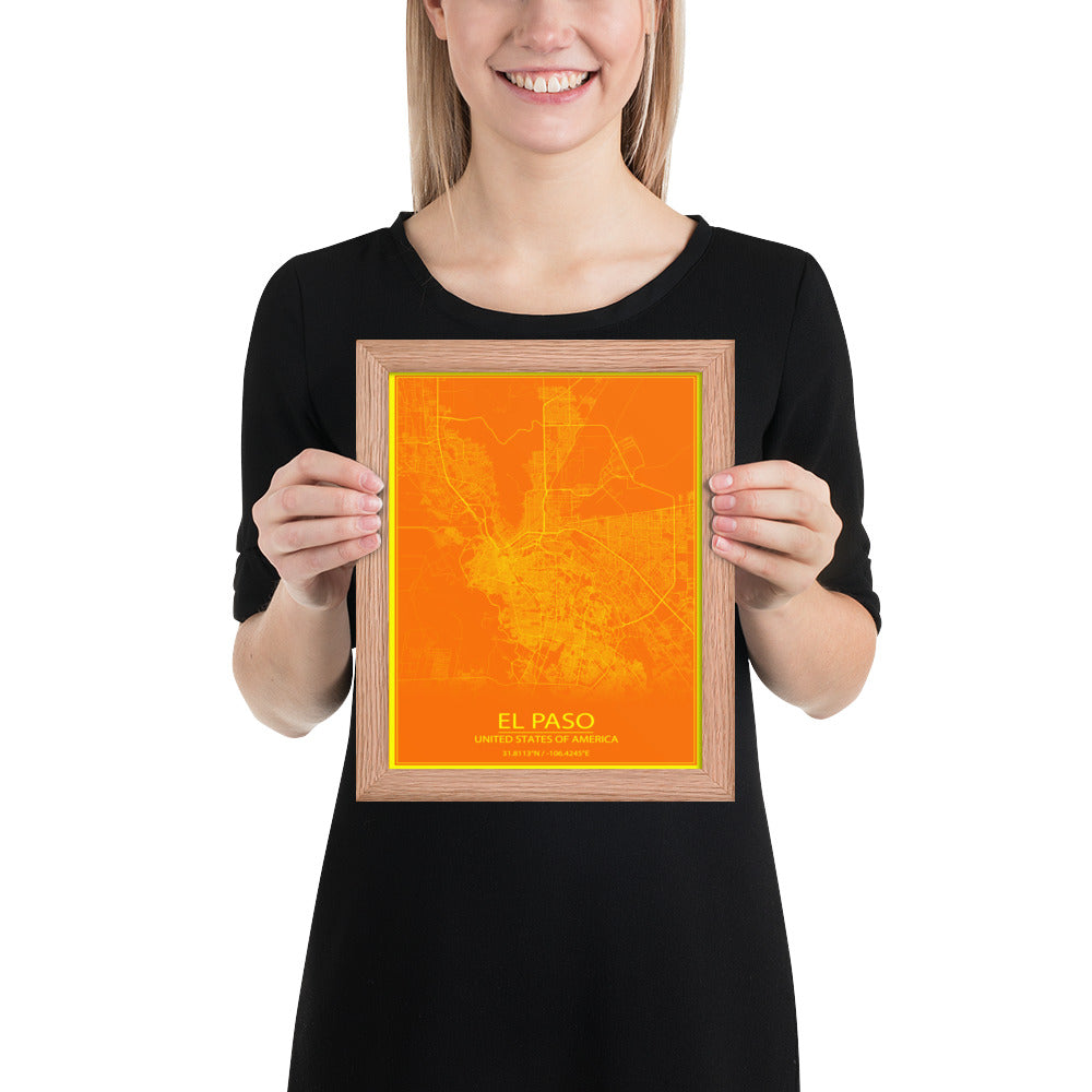 El Paso Orange and Yellow Framed Map