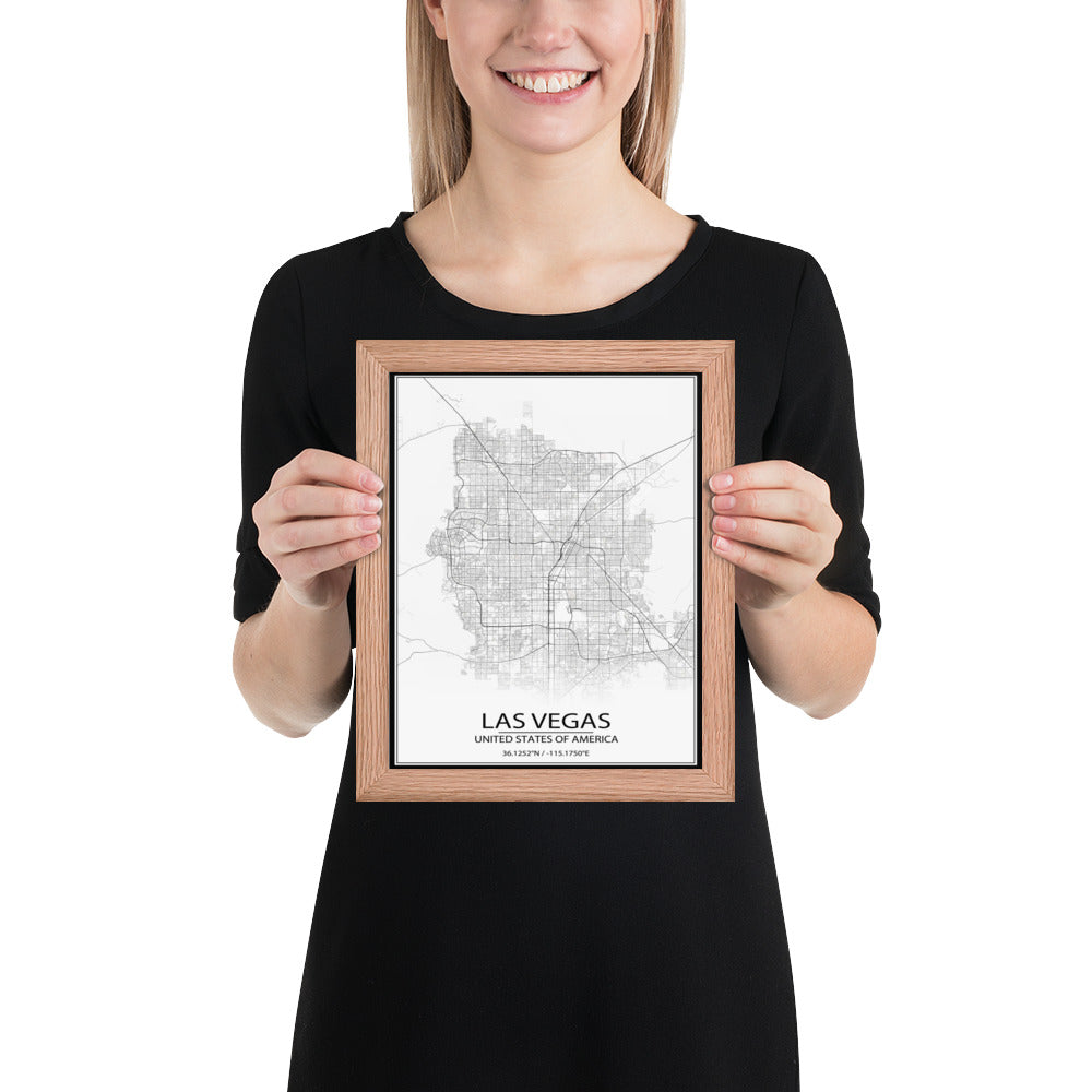 Las Vegas White Framed Map