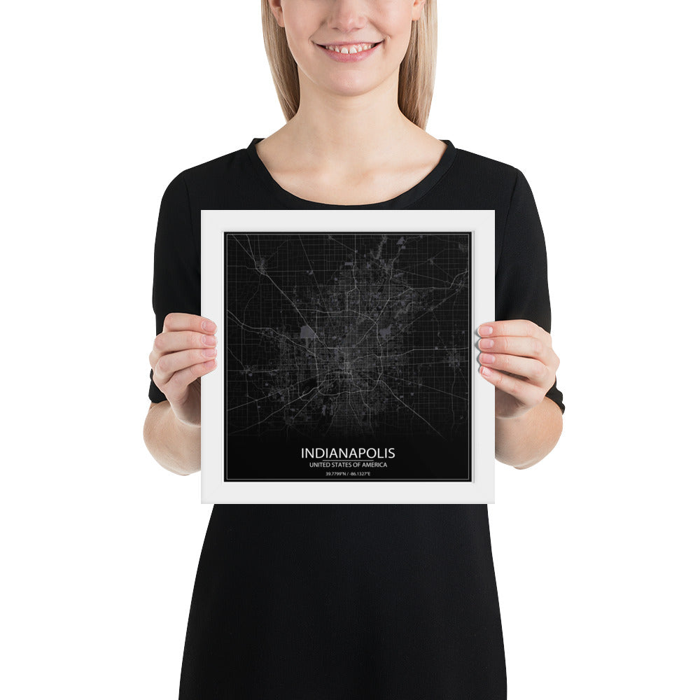 Indianapolis Black Framed Map
