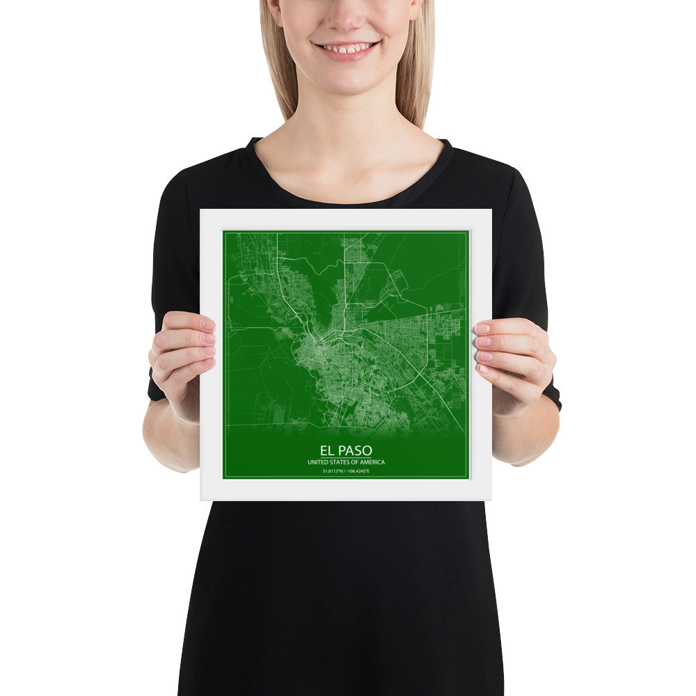 El Paso Green and White Framed Map