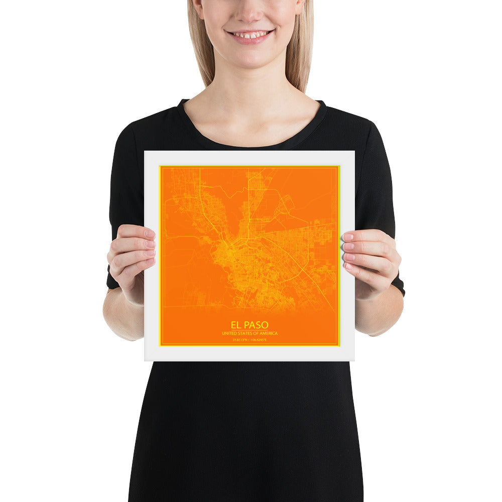 El Paso Orange and Yellow Framed Map