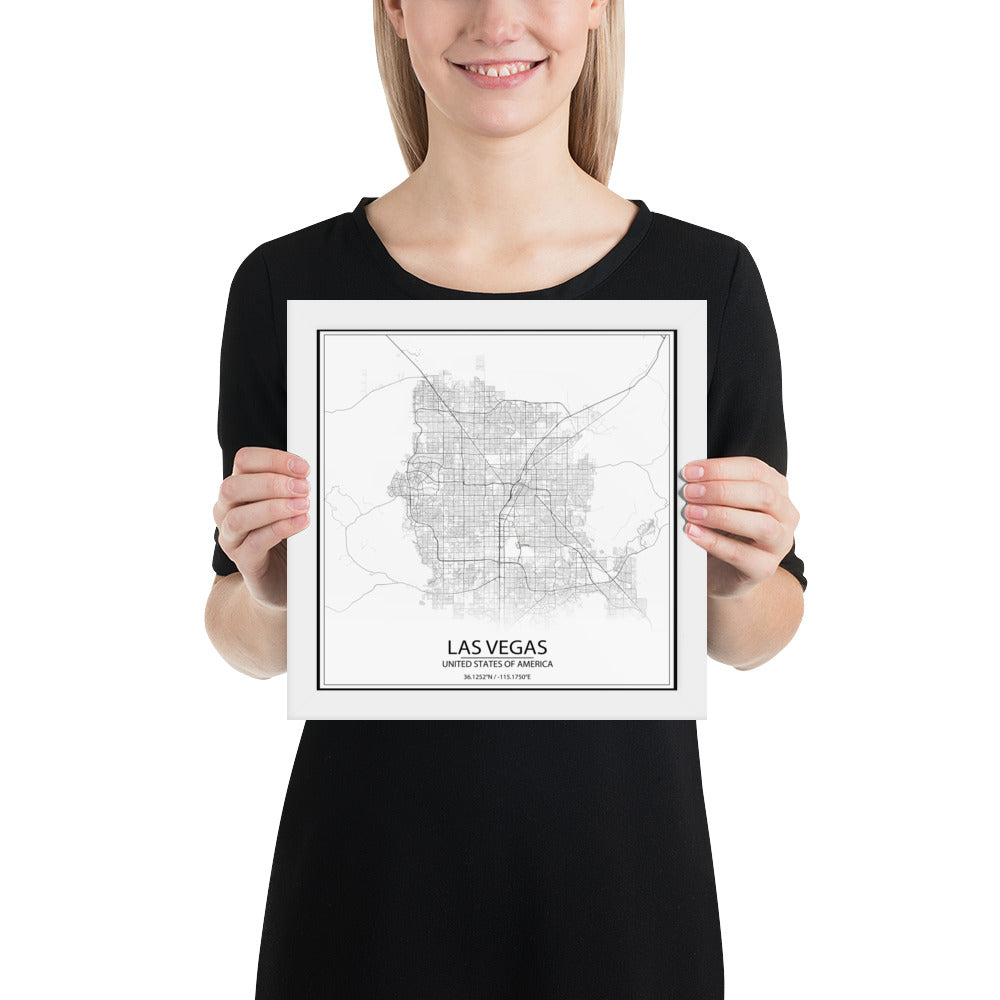 Las Vegas White Framed Map