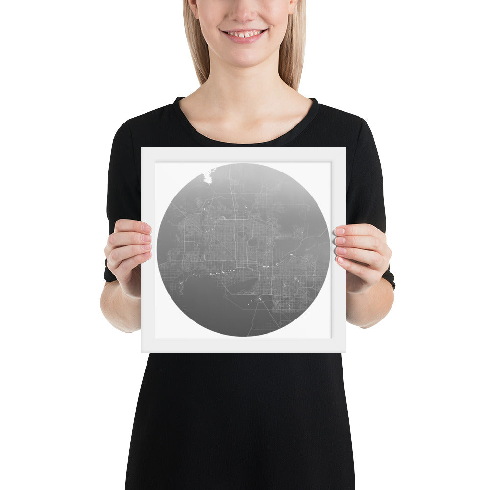 Phoenix Silver on White Framed Map