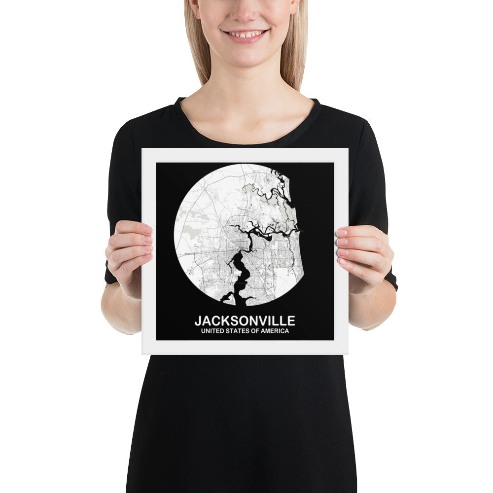 Jacksonville Circular White Framed Map