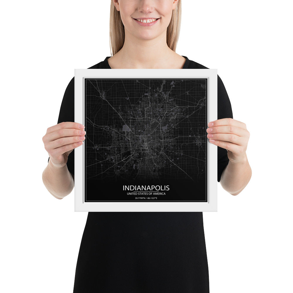Indianapolis Black Framed Map