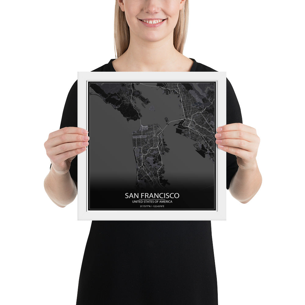 San Francisco Black Framed Map