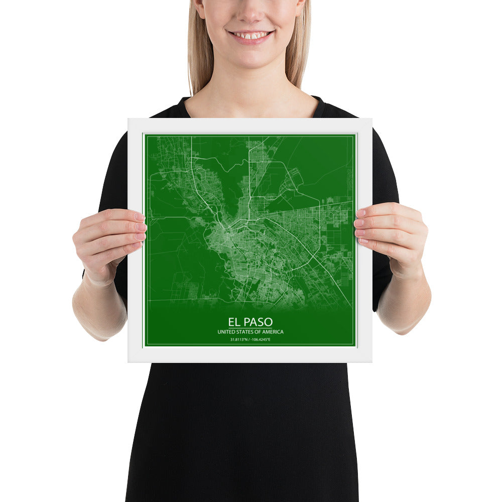 El Paso Green and White Framed Map