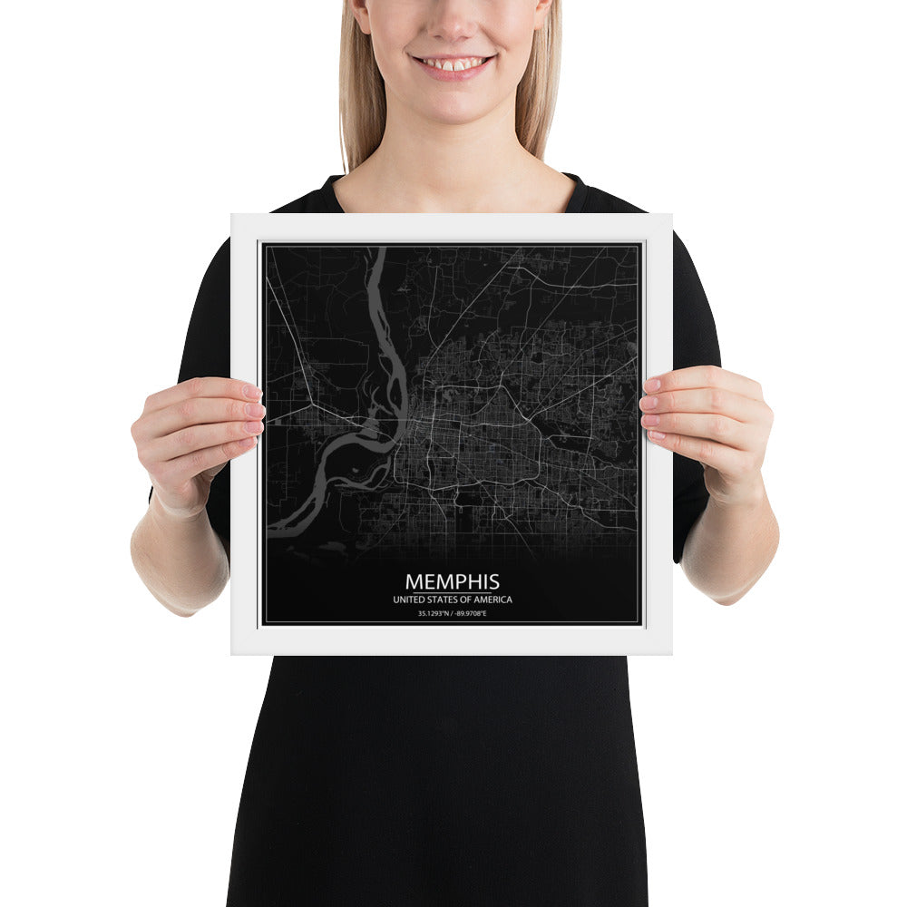 Memphis Black Framed Map