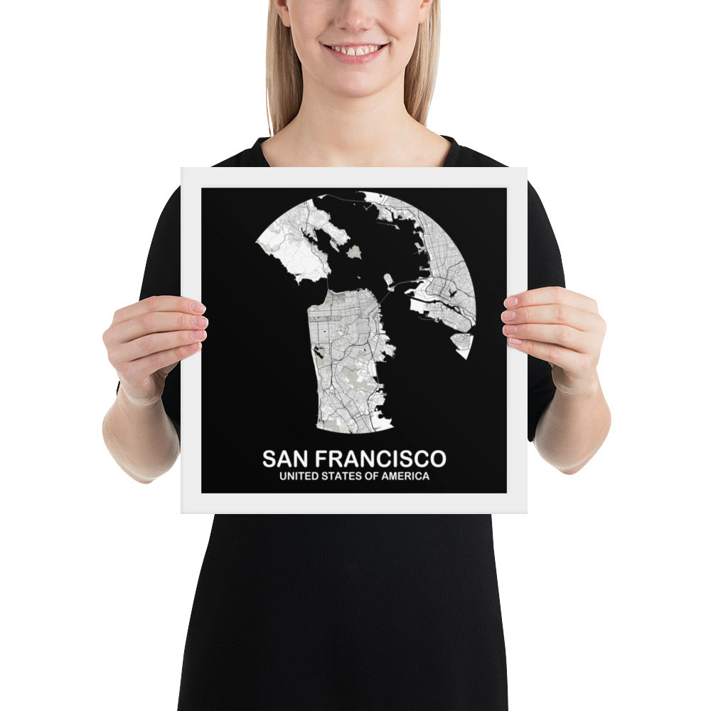 San Francisco Circular White Framed Map