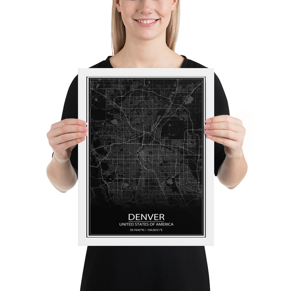 Denver Black Framed Map