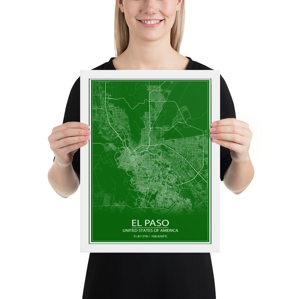 El Paso Green and White Framed Map
