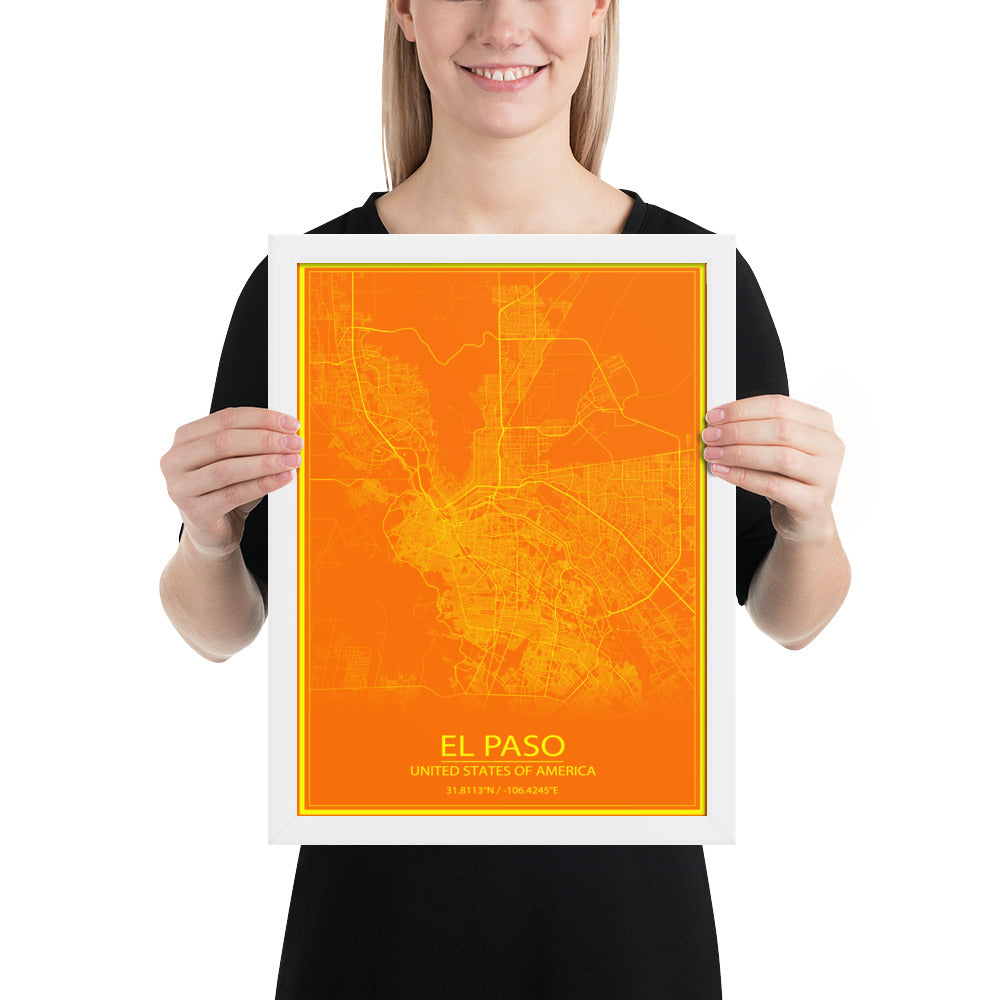 El Paso Orange and Yellow Framed Map