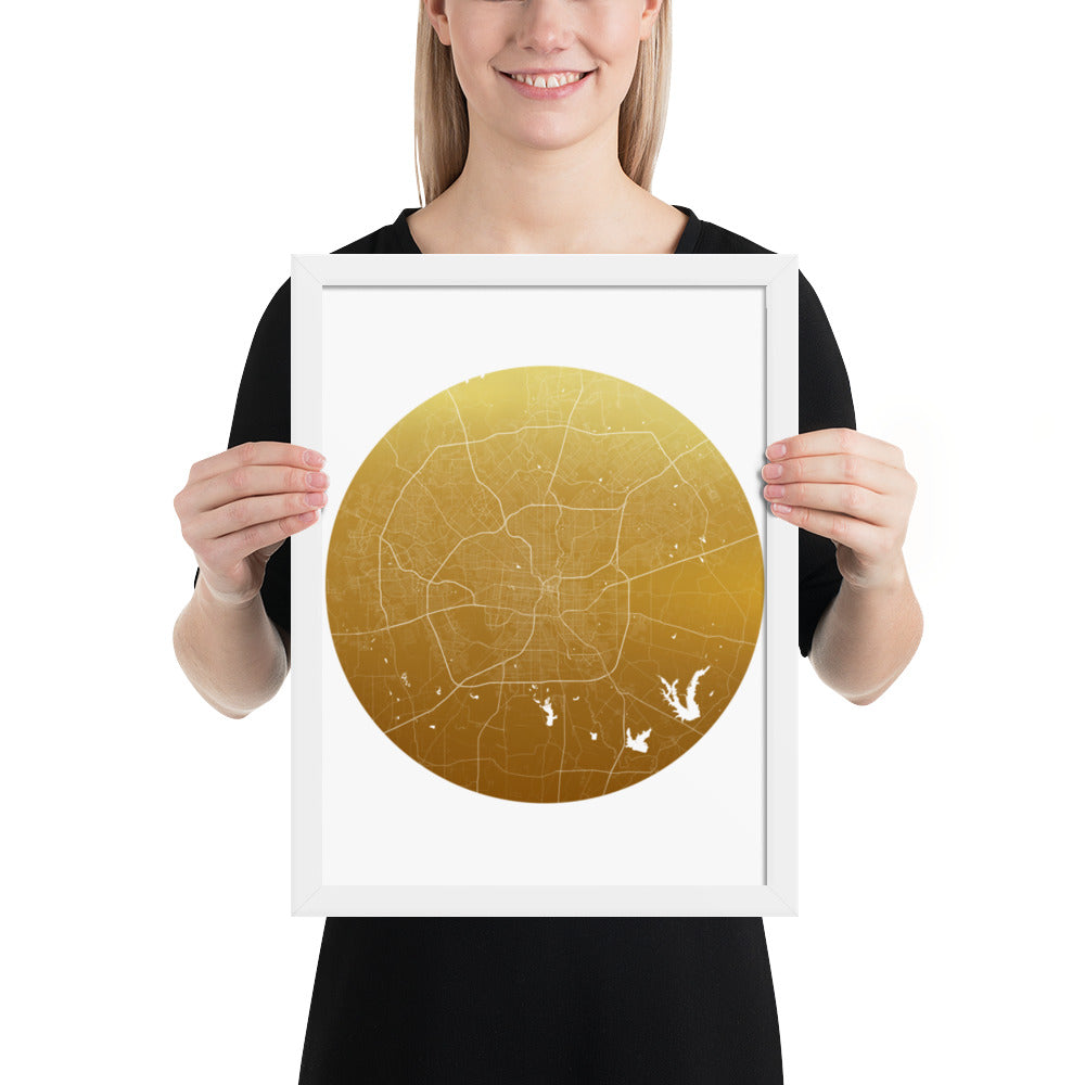 San Antonio Gold on White Framed Map