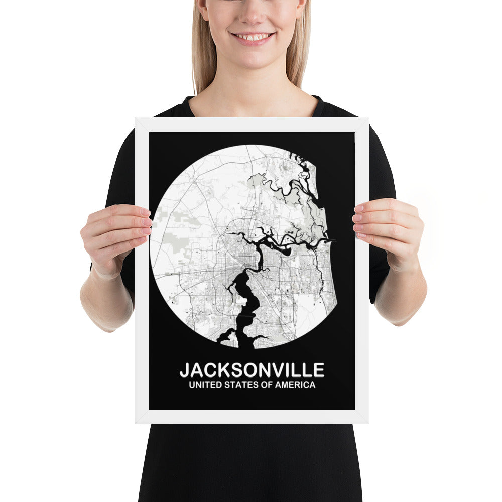 Jacksonville Circular White Framed Map