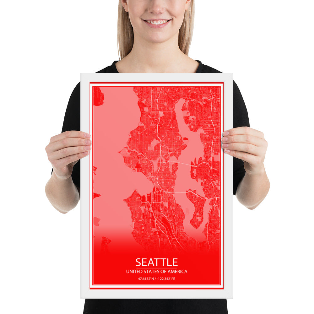 San Francisco Red and White Framed Map