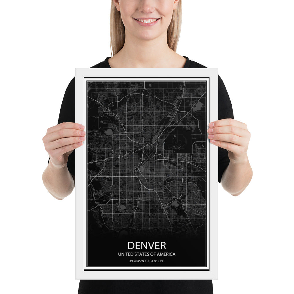 Denver Black Framed Map
