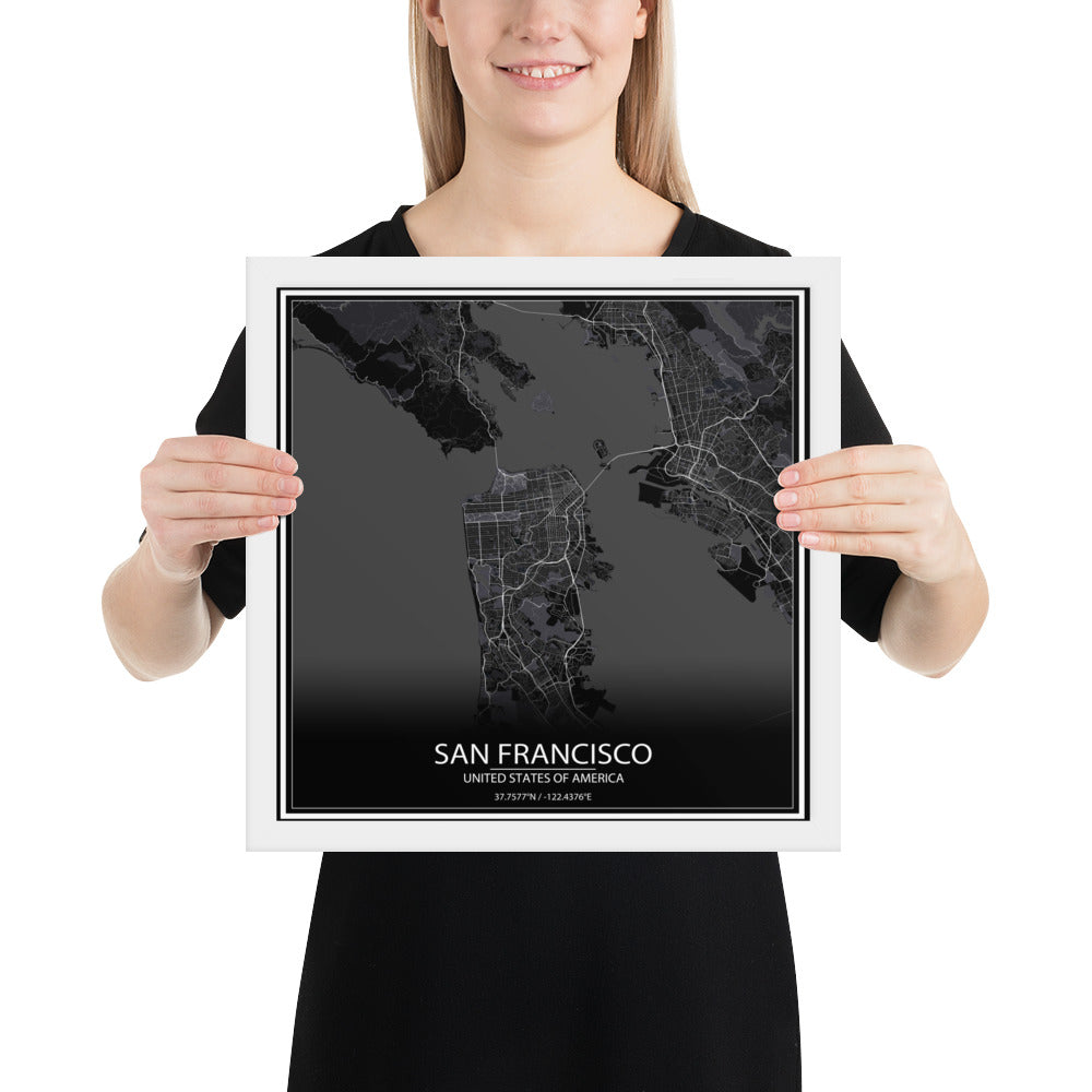 San Francisco Black Framed Map