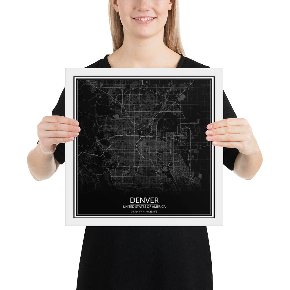 Denver Black Framed Map