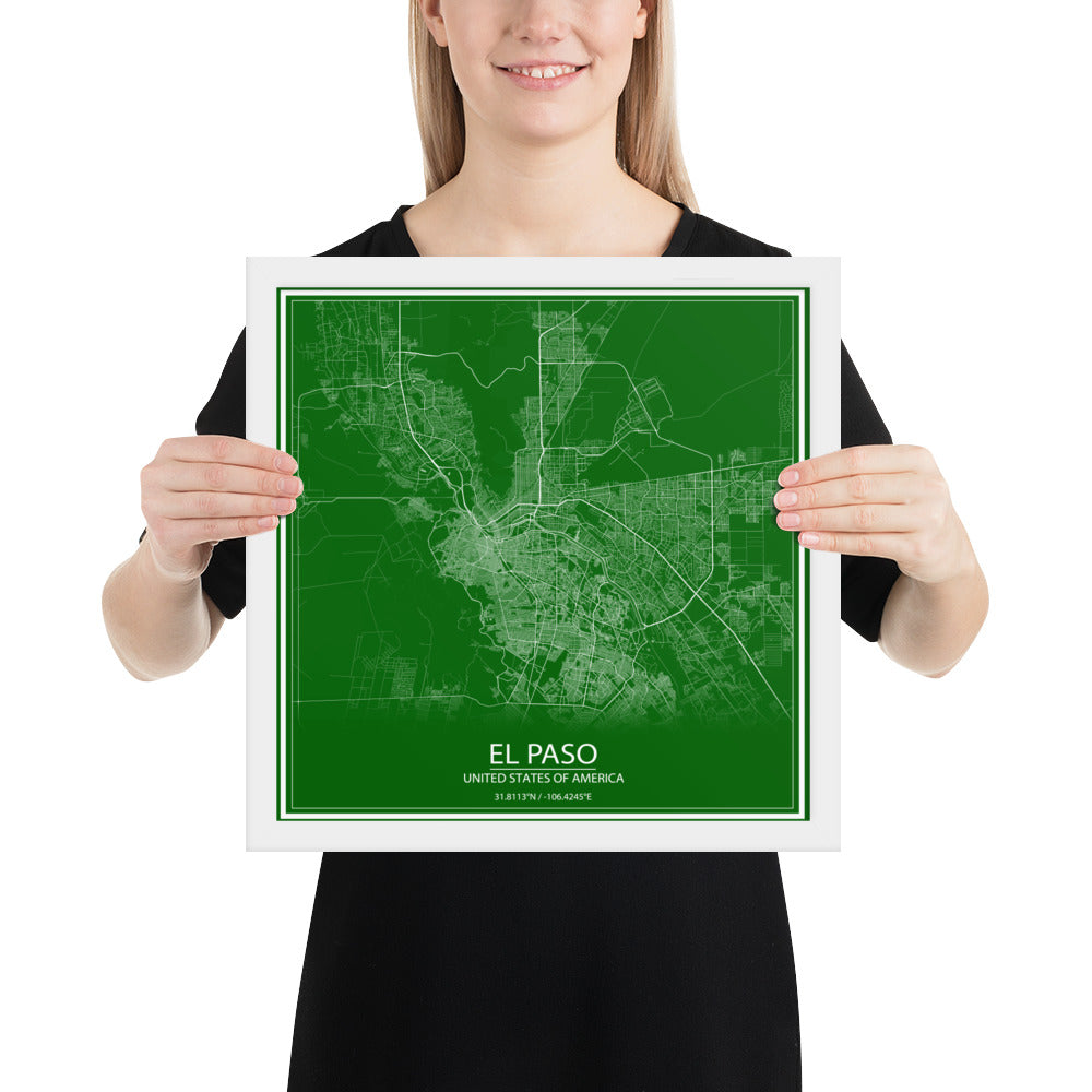 El Paso Green and White Framed Map
