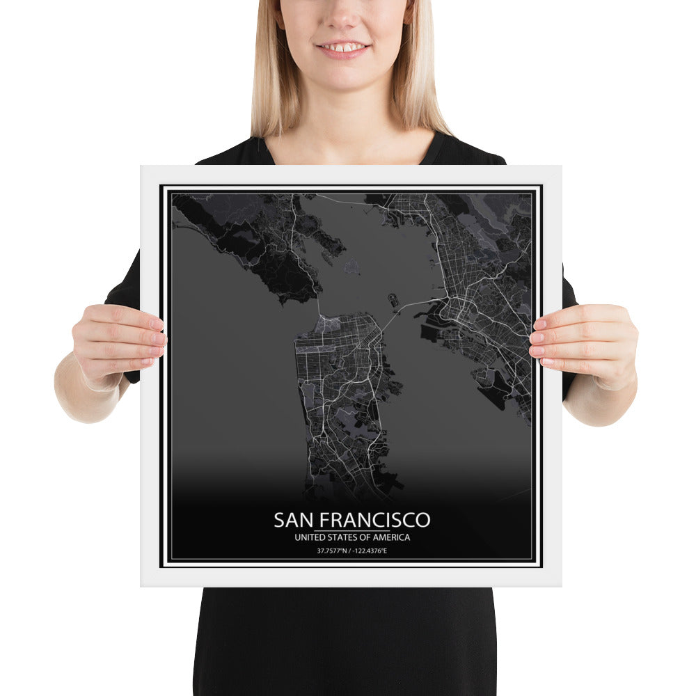 San Francisco Black Framed Map