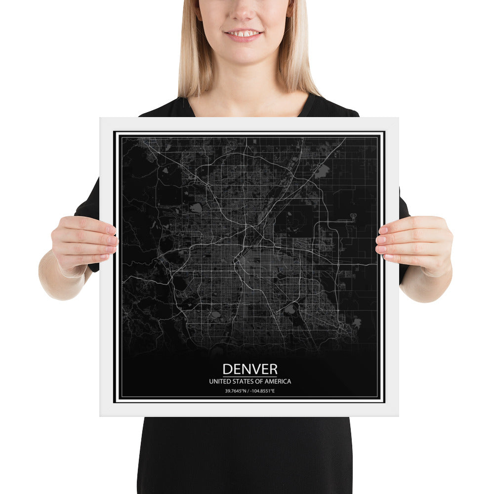Denver Black Framed Map