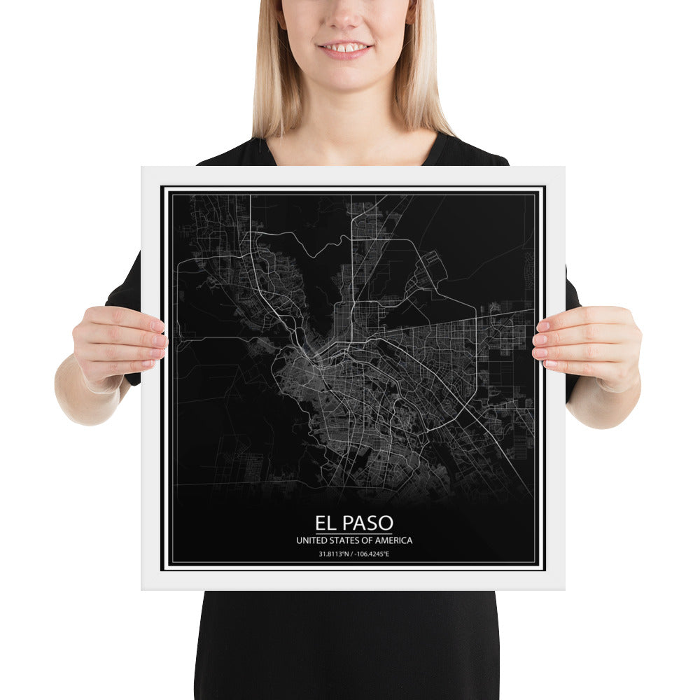 El Paso Black Framed Map