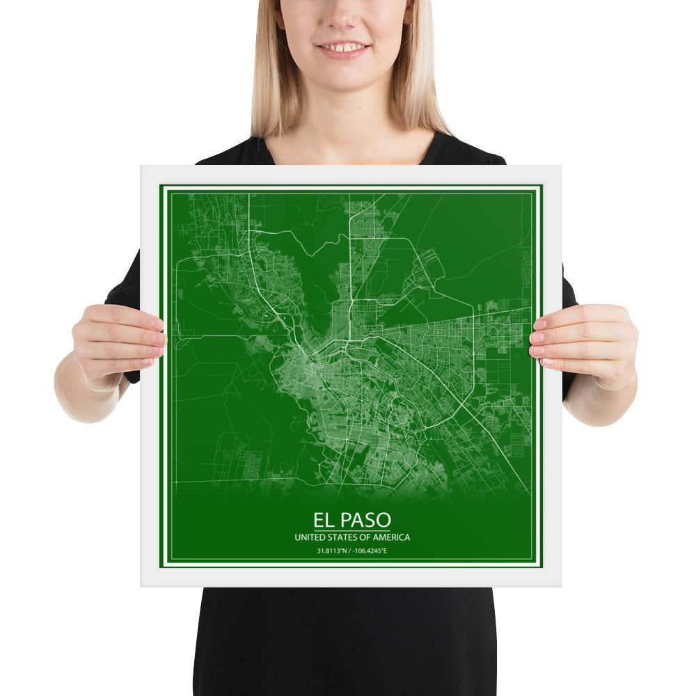 El Paso Green and White Framed Map