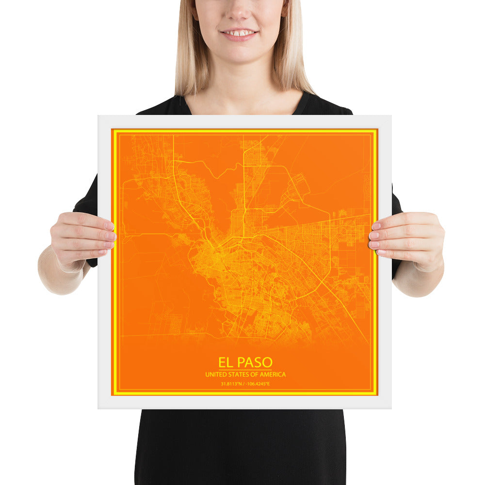 El Paso Orange and Yellow Framed Map
