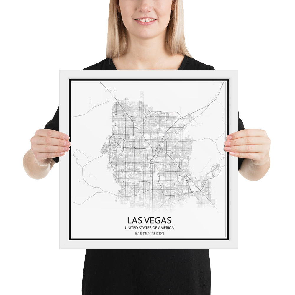 Las Vegas White Framed Map