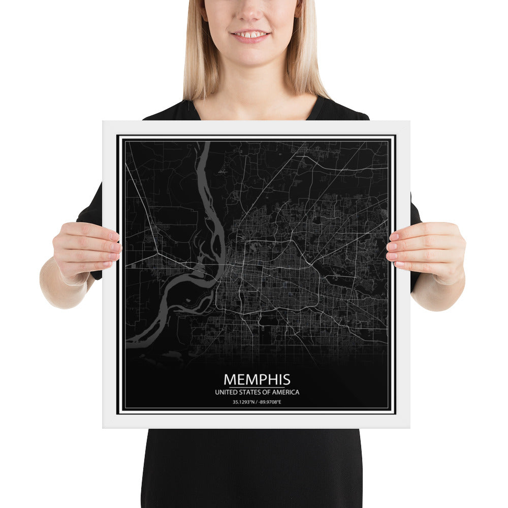 Memphis Black Framed Map