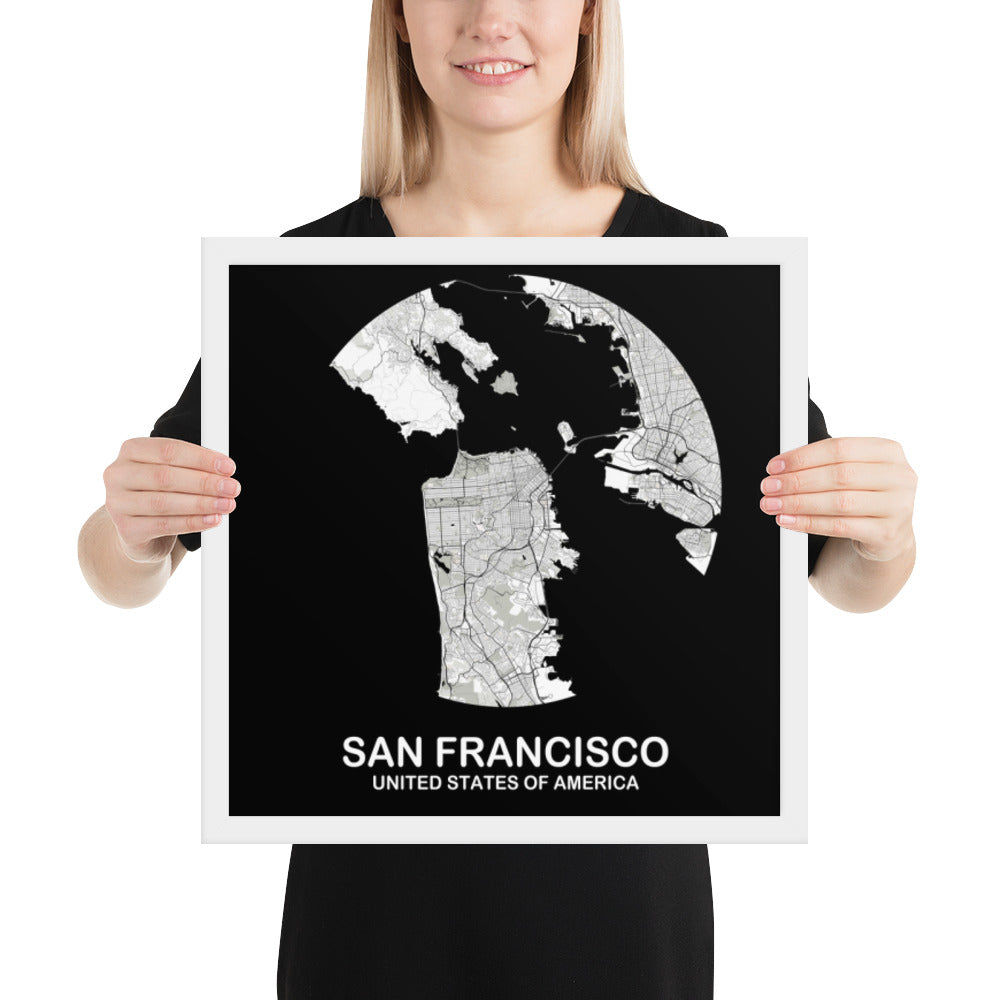 San Francisco Circular White Framed Map