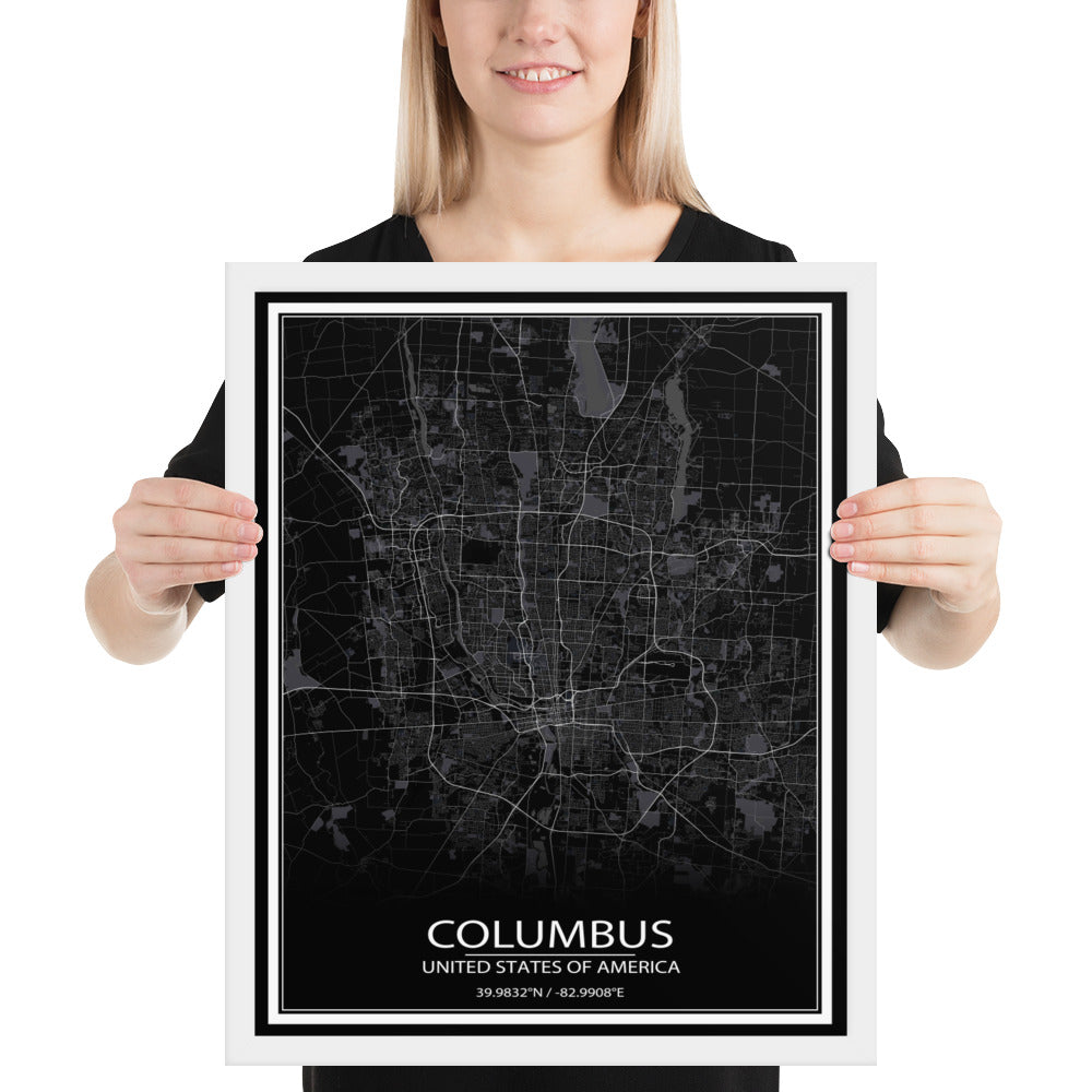 Columbus Black Framed Map