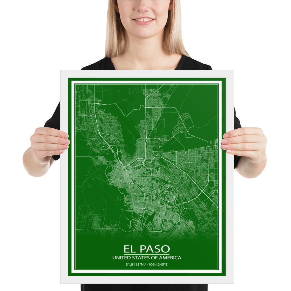 El Paso Green and White Framed Map