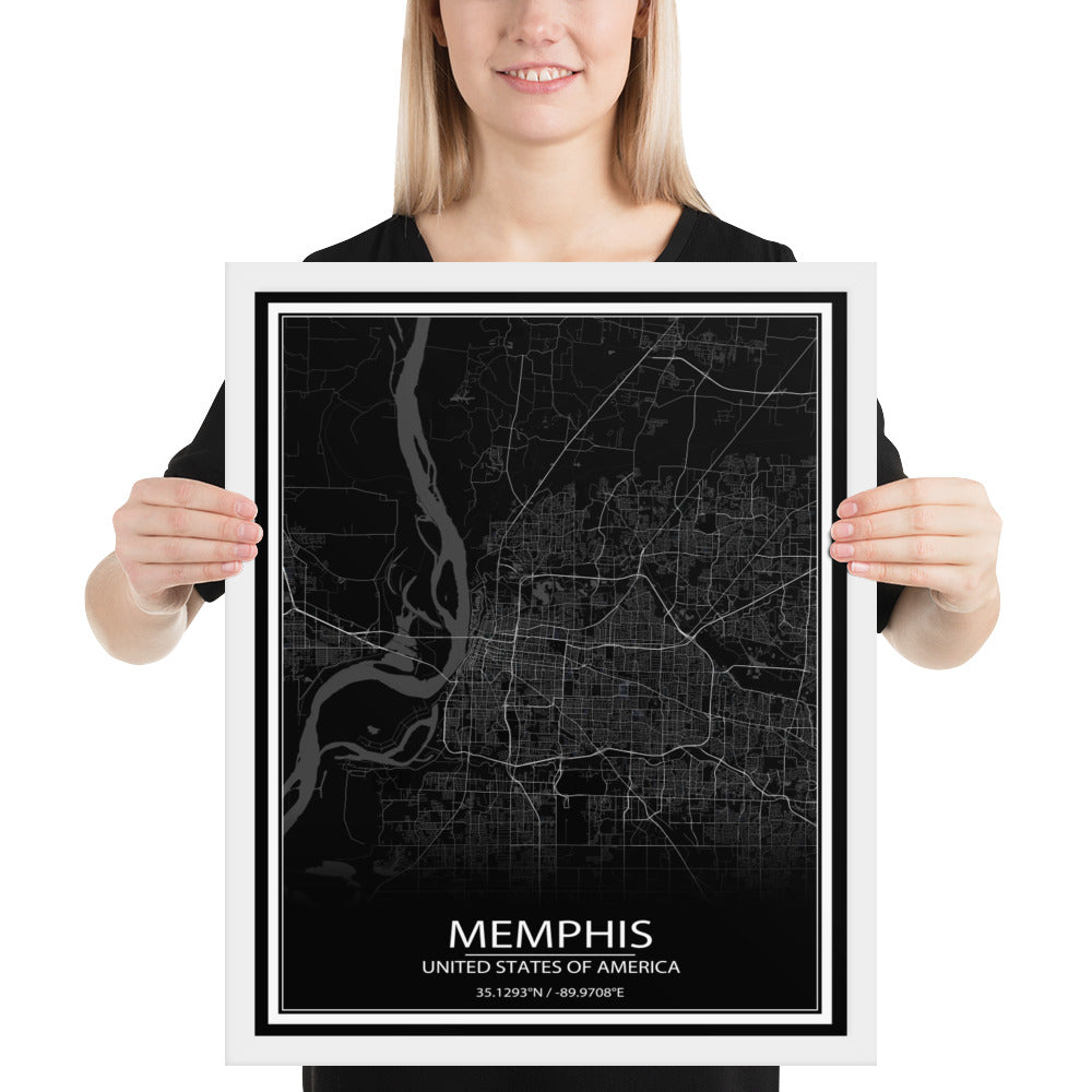 Memphis Black Framed Map