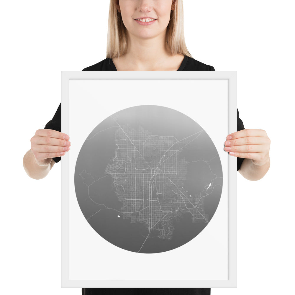 Las Vegas Silver on White Framed Map