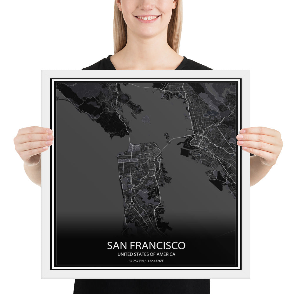 San Francisco Black Framed Map