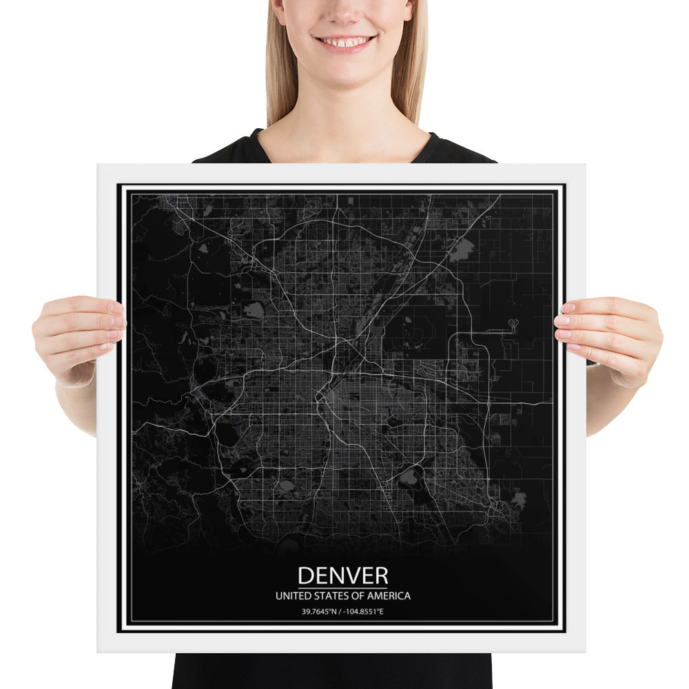 Denver Black Framed Map
