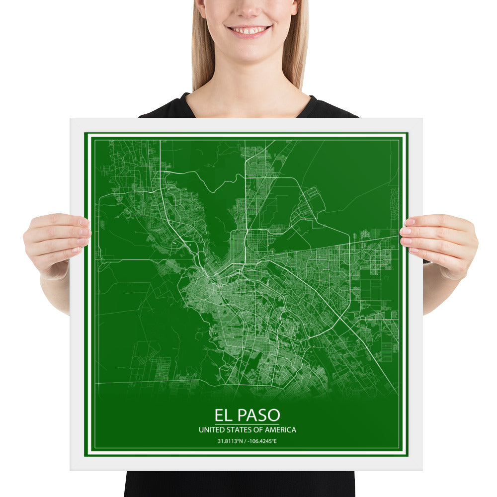 El Paso Green and White Framed Map