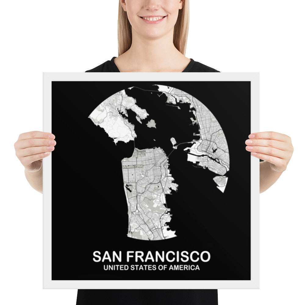 San Francisco Circular White Framed Map