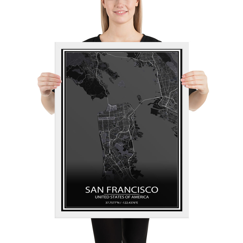 San Francisco Black Framed Map
