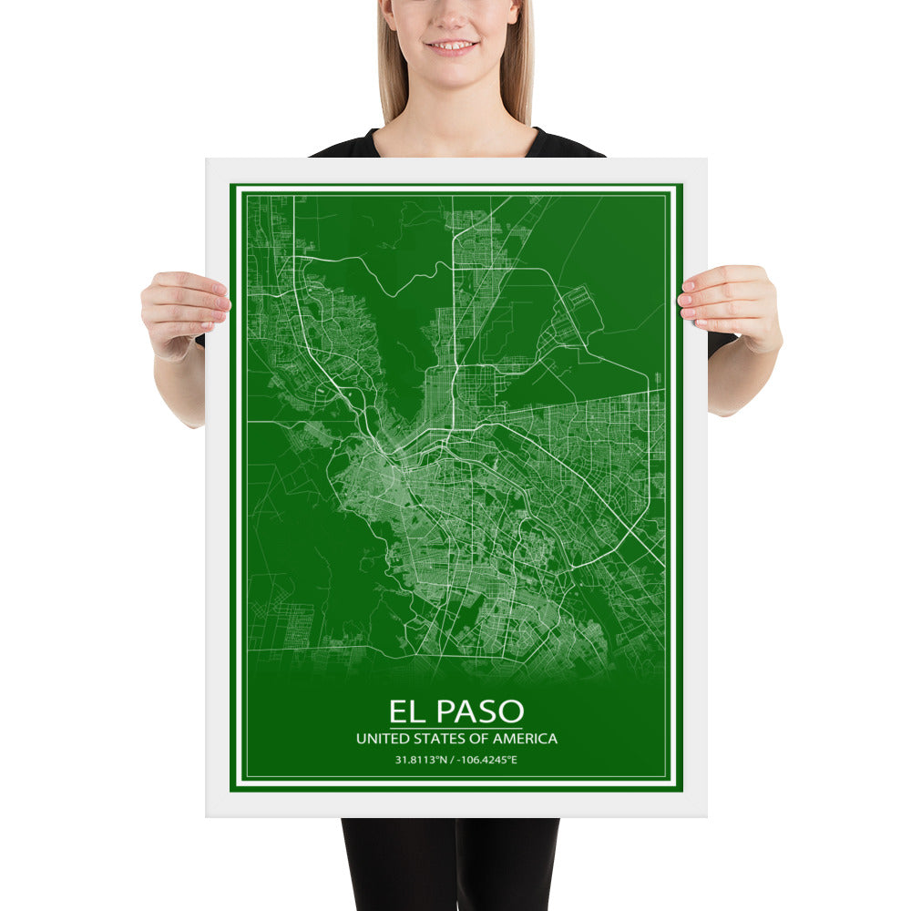 El Paso Green and White Framed Map