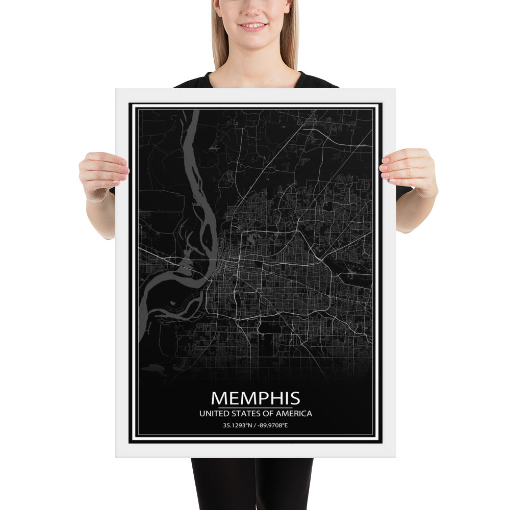 Memphis Black Framed Map