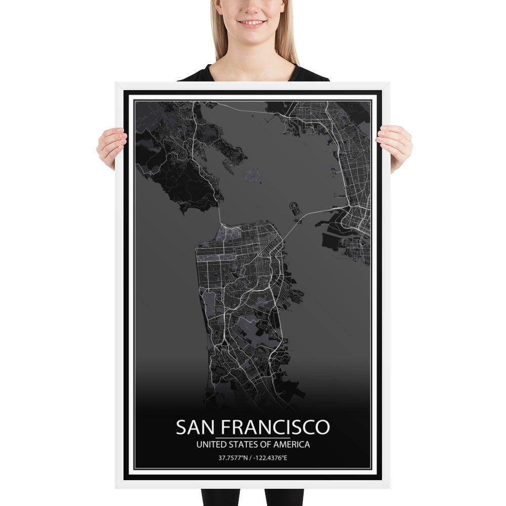 San Francisco Black Framed Map
