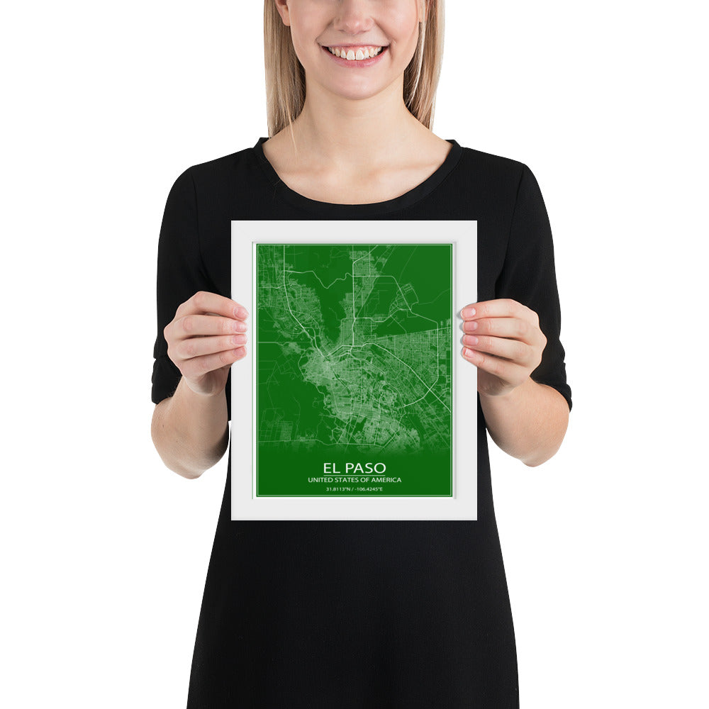 El Paso Green and White Framed Map