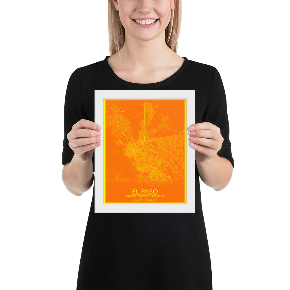 El Paso Orange and Yellow Framed Map