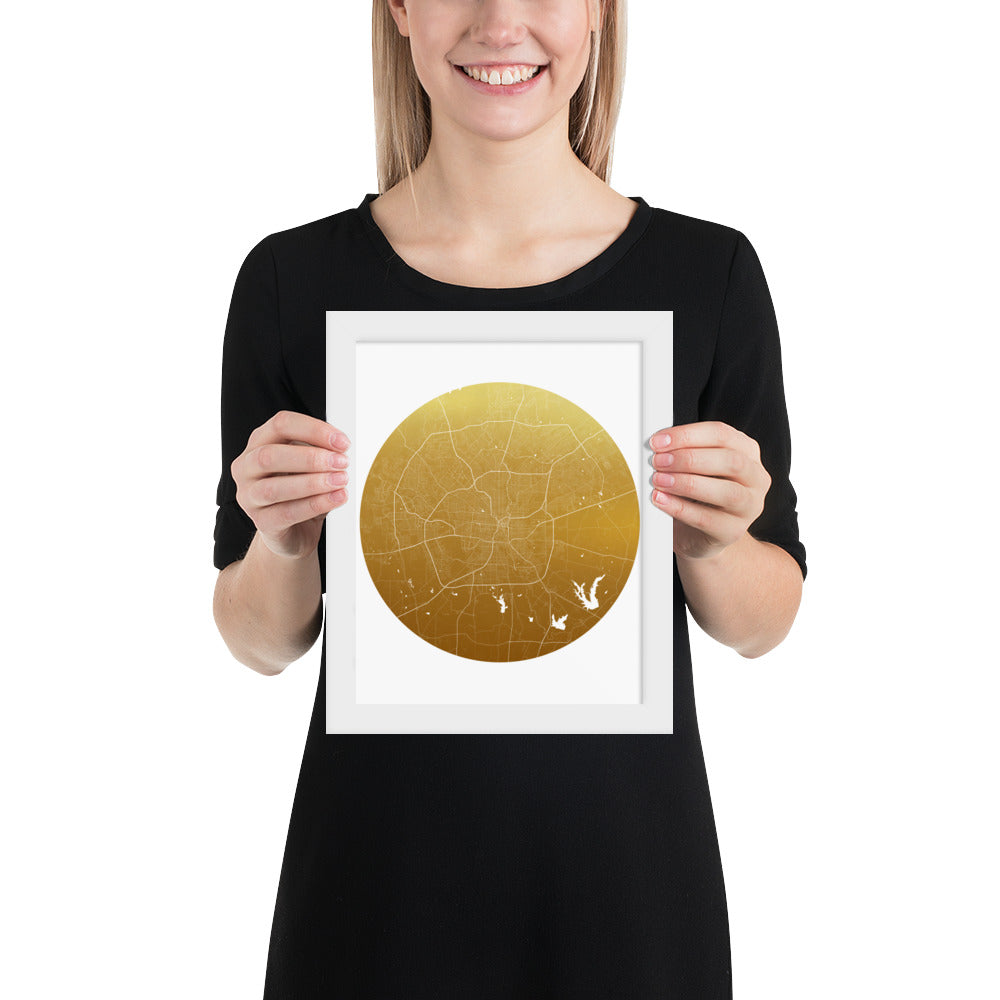 San Antonio Gold on White Framed Map