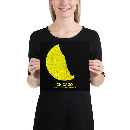 Chicago Circular Yellow Paper Map