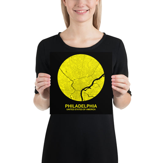 Philadelphia Circular Yellow Paper Map